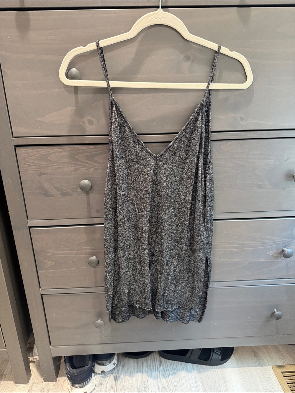 Project Social T Heathered Charcoal Metallic Cami Tank